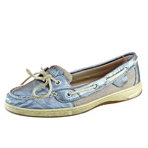 Sperry‎ Top-Sider Size 8 M Silver Round Toe Boat Shoe Leather Women